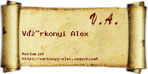 Várkonyi Alex névjegykártya
